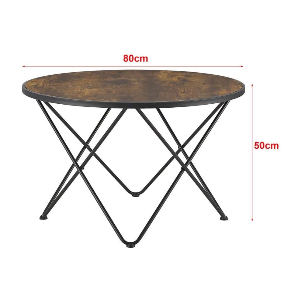 Table basse Goskamark 80 x 50 cm, structure en acier, teinte bois foncé
