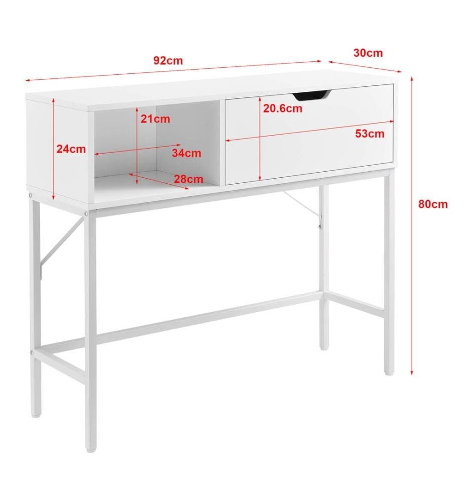 Table d'appoint Tranemo 92 x 30 x 80 cm, blanche