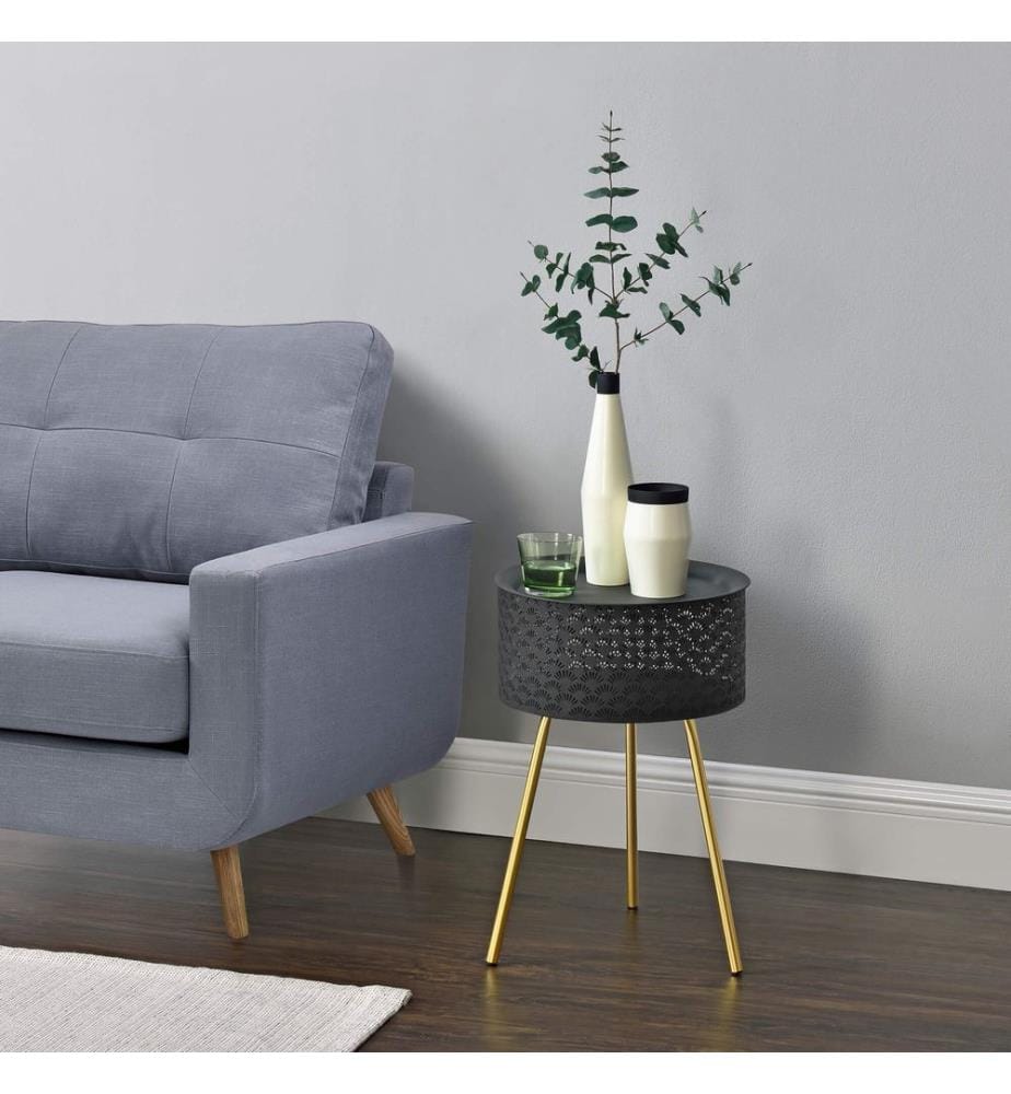 Table d'appoint Forshaga noir et or 50 x 35 cm