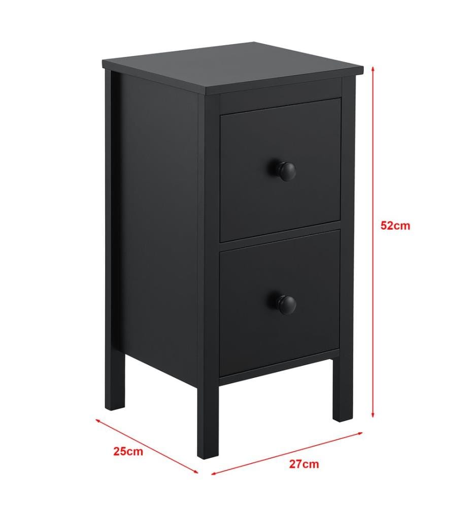 Table d'appoint Urjala, table de chevet 52 x 27 x 25 cm, table basse noire