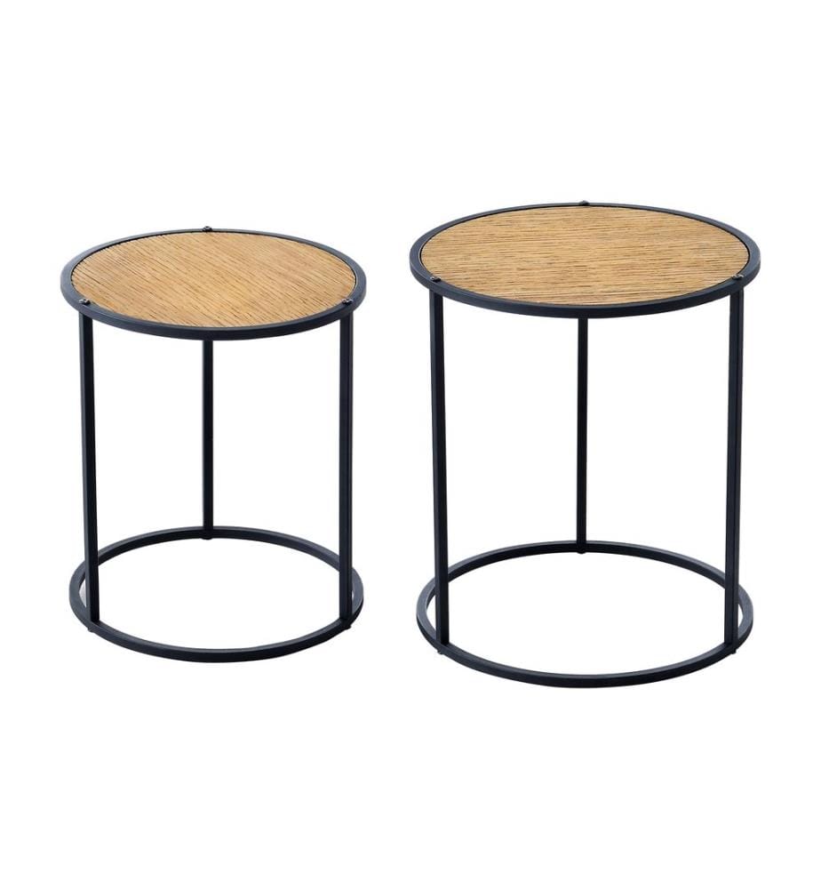 Satztisch Moriusaq im 2er Set rund Holz-Optik