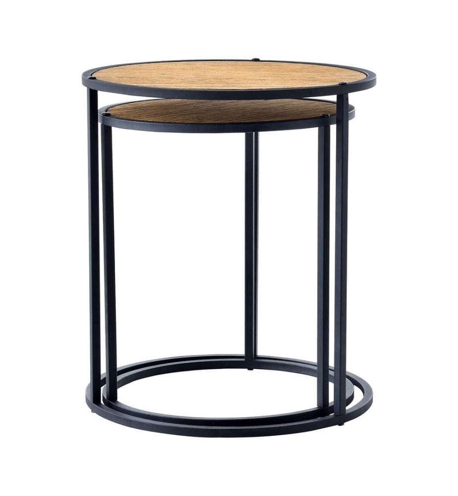 Satztisch Moriusaq im 2er Set rund Holz-Optik