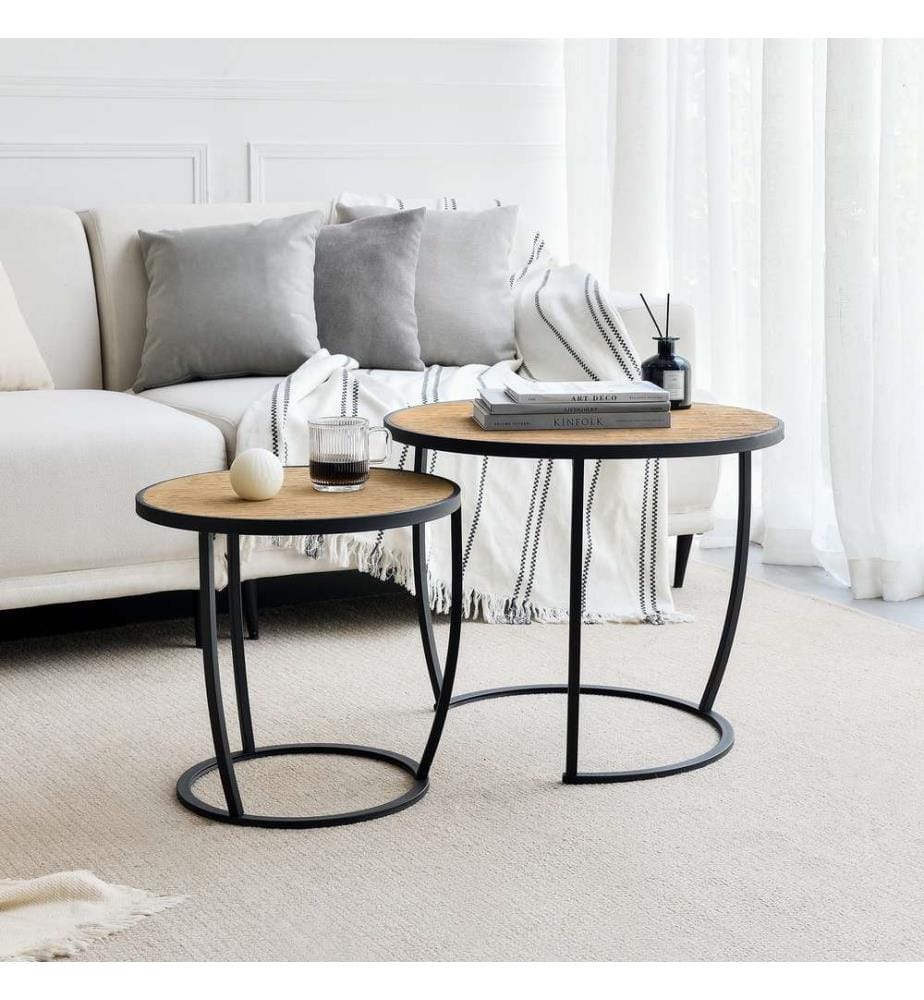 Lot de 2 tables basses Neqi, style bois