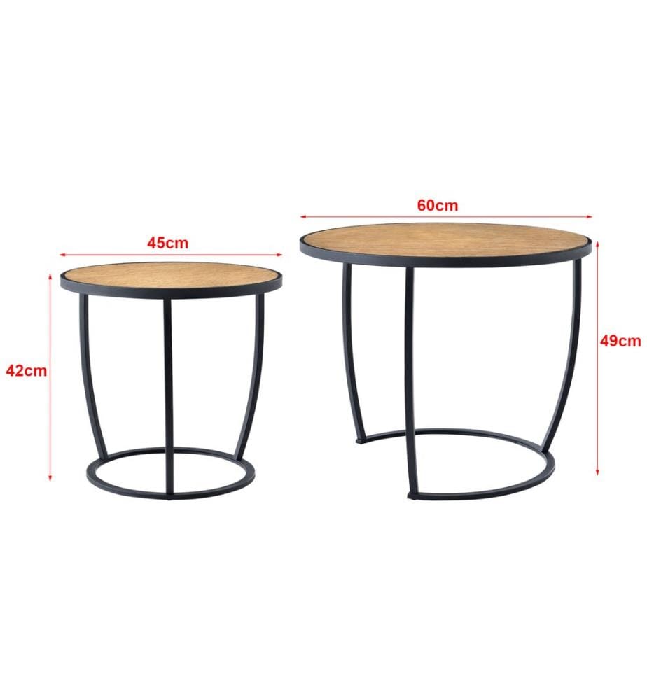 Lot de 2 tables basses Neqi, style bois