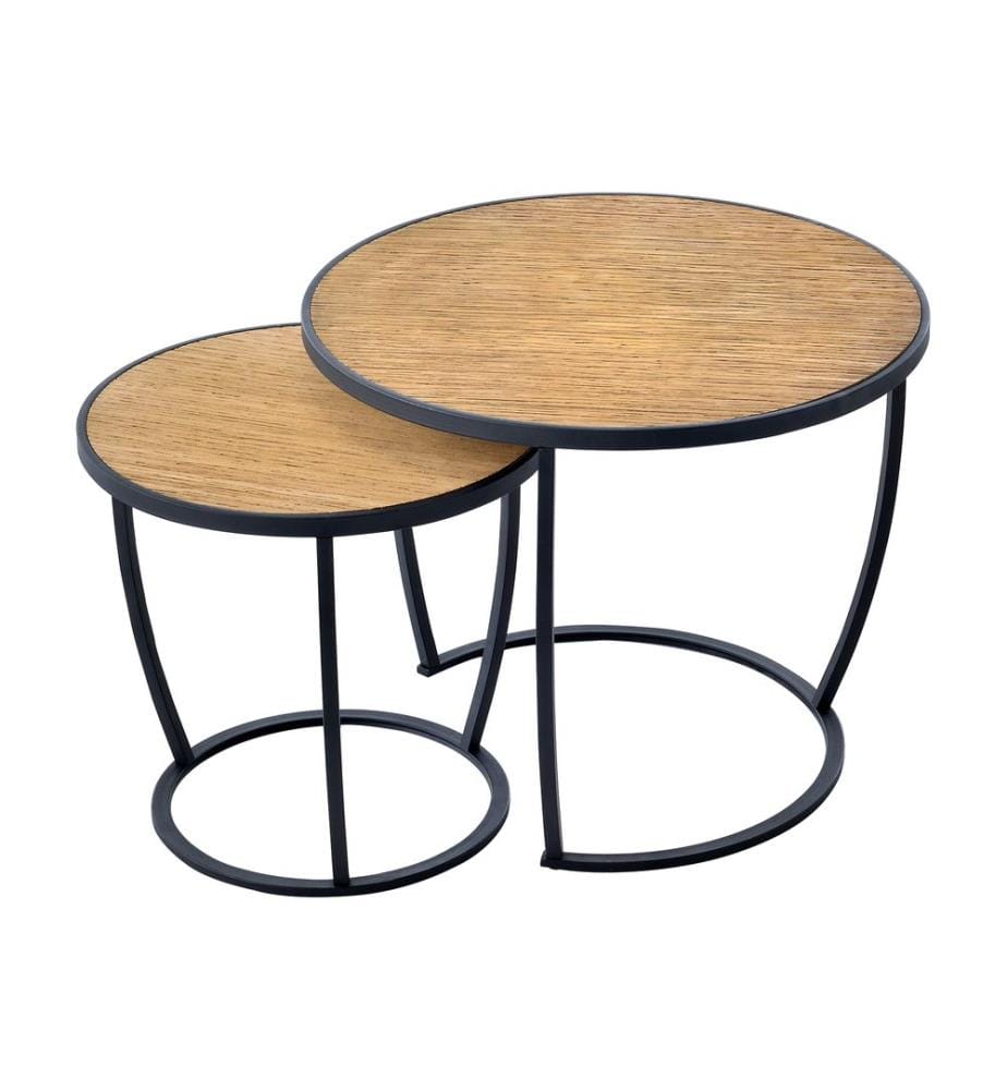 Lot de 2 tables basses Neqi, style bois