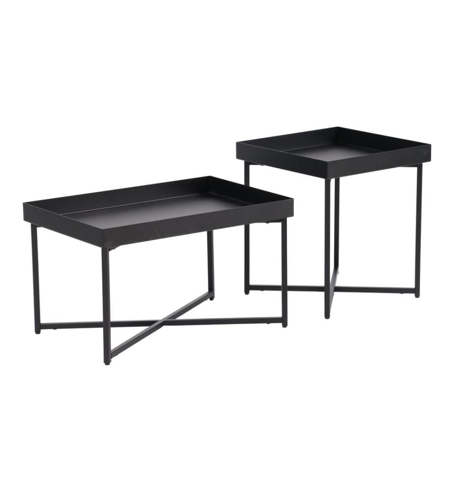 Lot de 2 tables basses Heinola, en acier noir