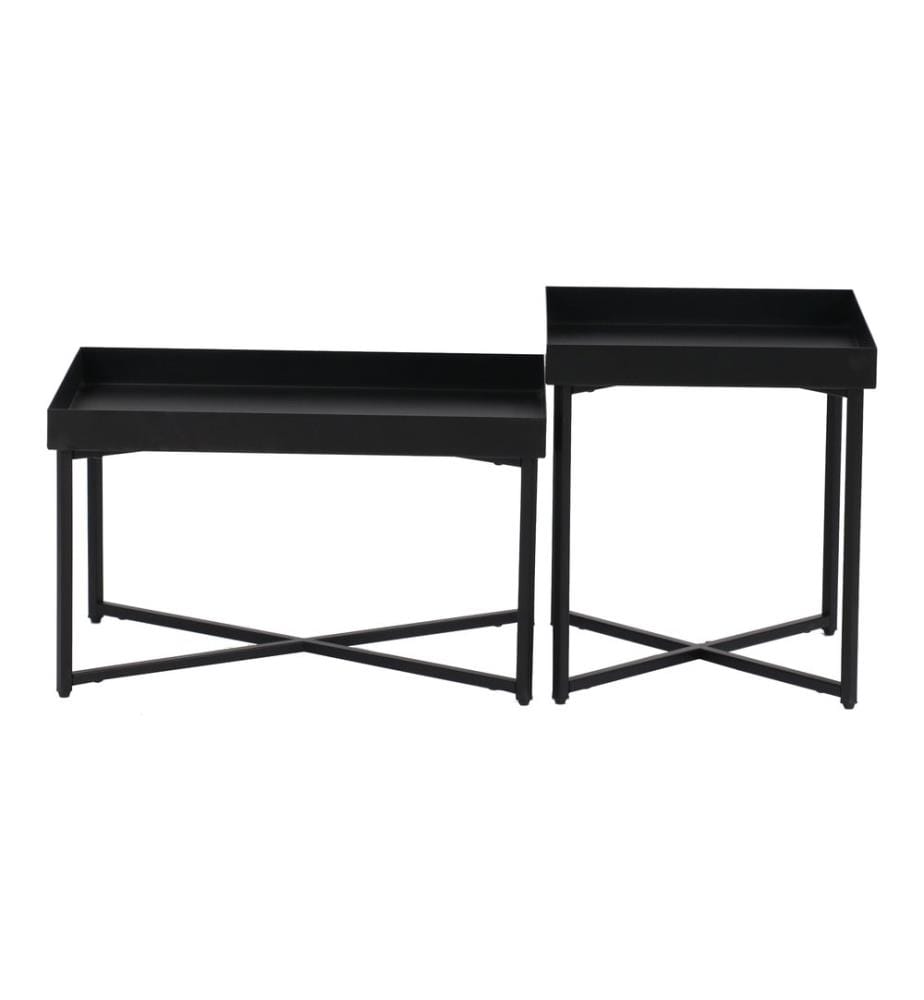 Lot de 2 tables basses Heinola, en acier noir