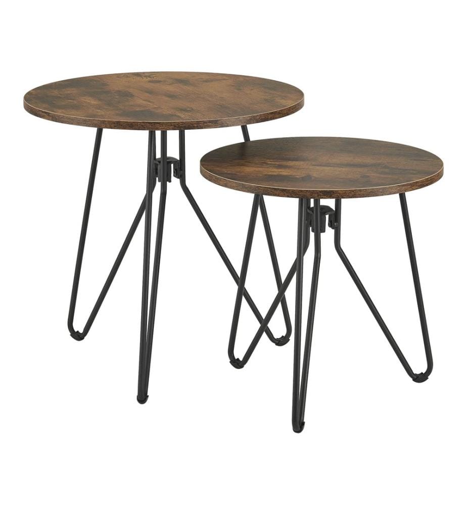 Lot de 2 tables basses Väsby, teinte bois foncé et noir