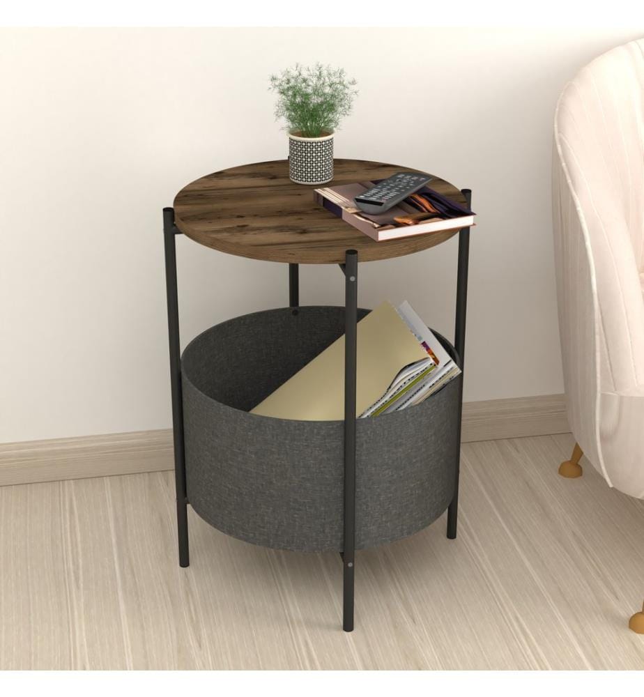 Table d'appoint Hofors 60 x 43 cm, anthracite, aspect chêne antique