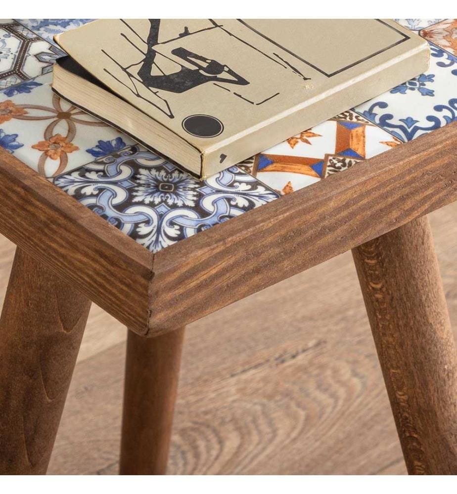 Table d'appoint Götene 45 x 32 x 32 cm, aspect noyer