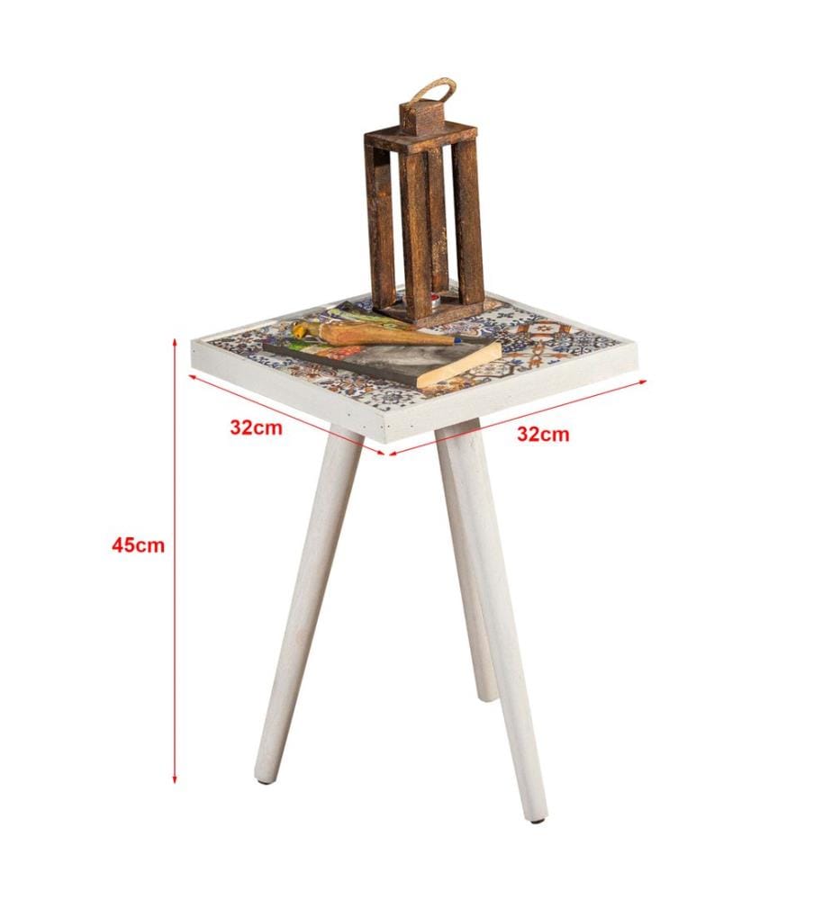 Table d'appoint Götene 45 x 32 x 32 cm, blanche