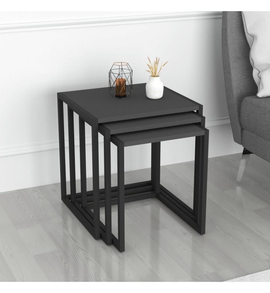 Ensemble de 3 tables gigognes Sunnfjord, anthracite