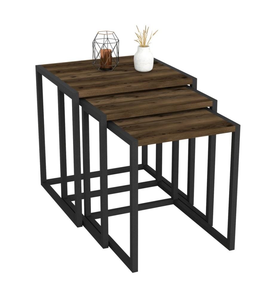 Ensemble de 3 tables gigognes Sunnfjord, aspect chêne vieilli