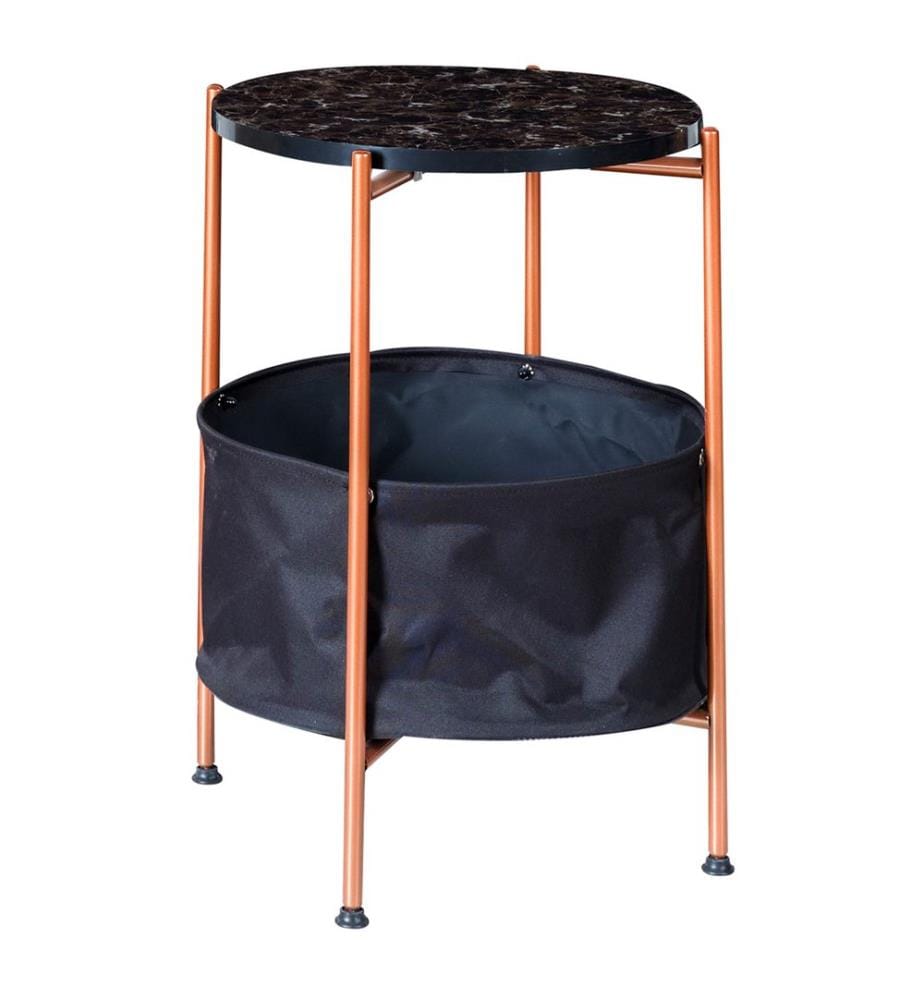 Table d'appoint Suonenjoki 59 x 47 cm, couleur bronze, aspect marbre noir