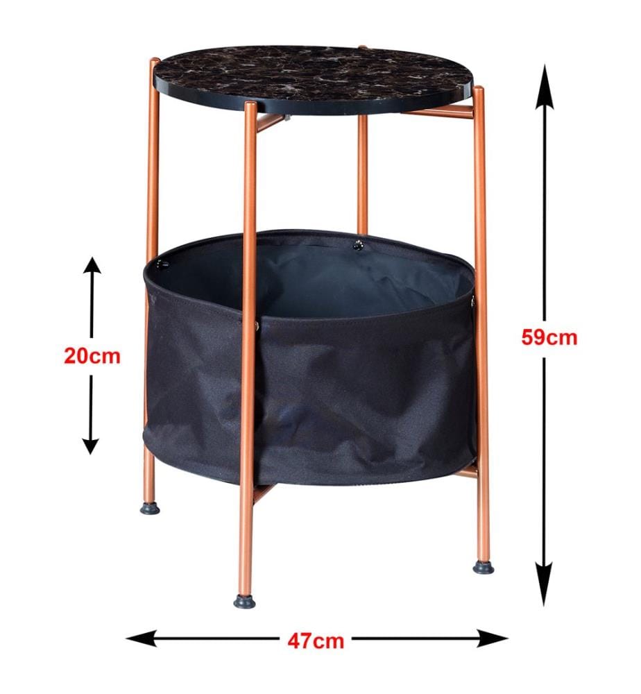 Table d'appoint Suonenjoki 59 x 47 cm, couleur bronze, aspect marbre noir