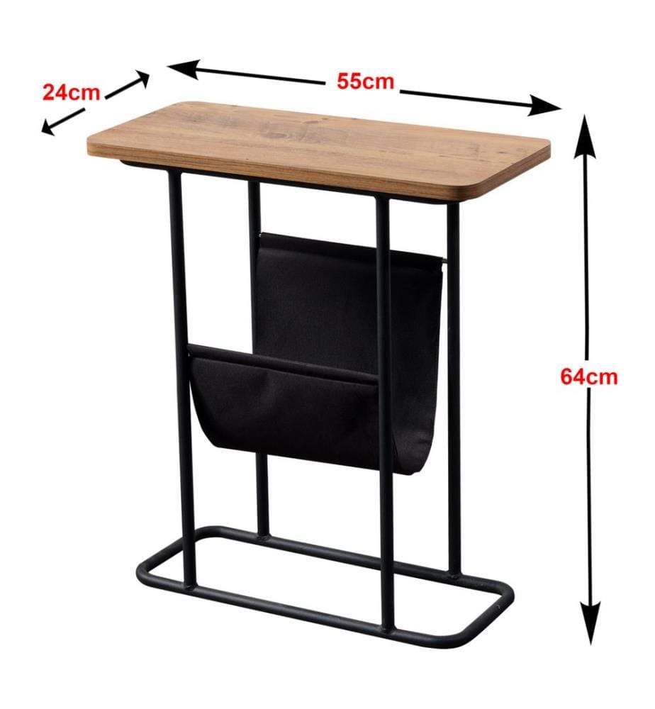 Beistelltisch Bov 64x55x24 cm Schwarz Walnuss-Optik