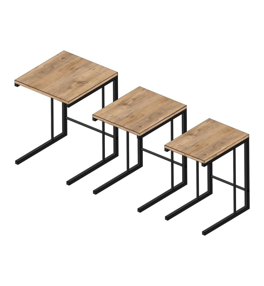 Lot de 3 tables d'appoint Jakobstad, aspect bois noir