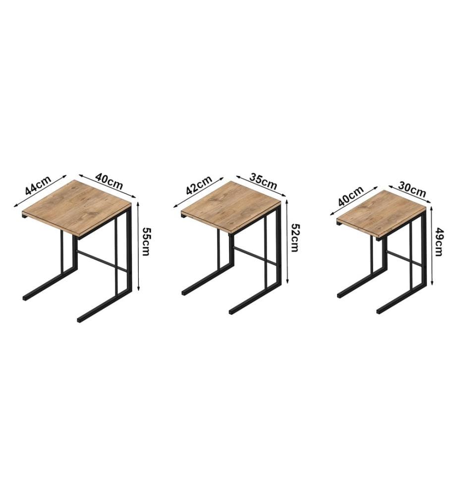 Lot de 3 tables d'appoint Jakobstad, aspect bois noir