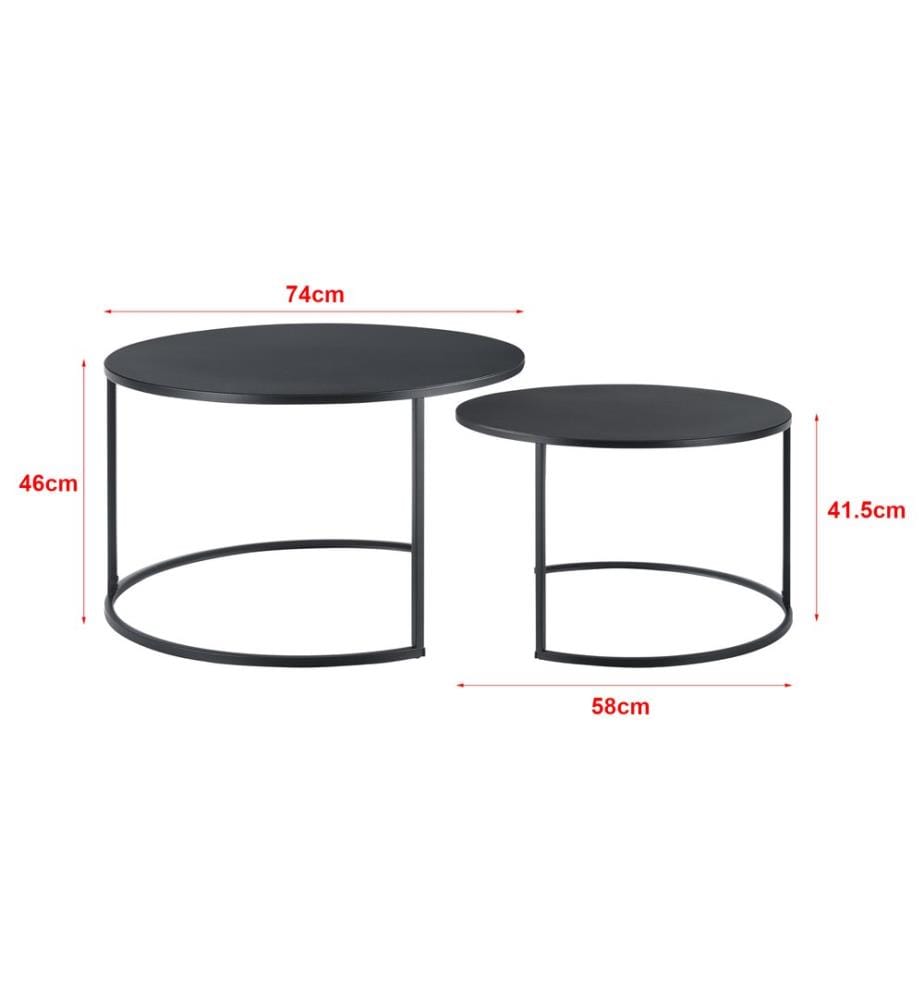 Couchtischset Korenica 2er-Set max. 20-20kg Rund Schwarz