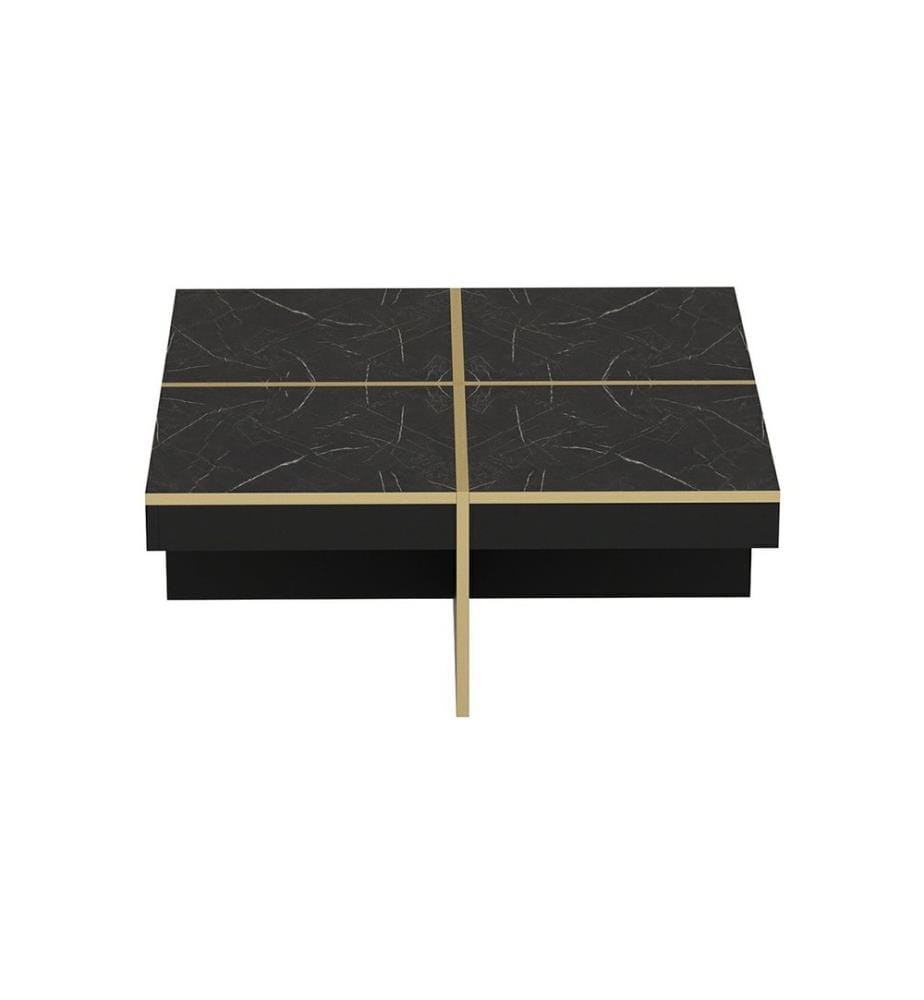 Table basse Fjerritslev 35 x 90 x 90 cm, aspect marbre noir