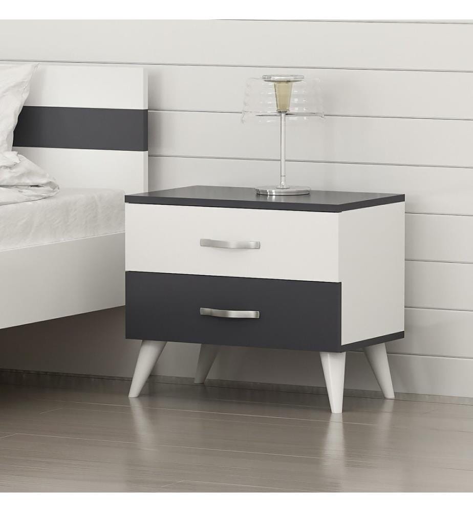 Table de chevet Allerød 51 x 60 x 37 cm, anthracite et blanc