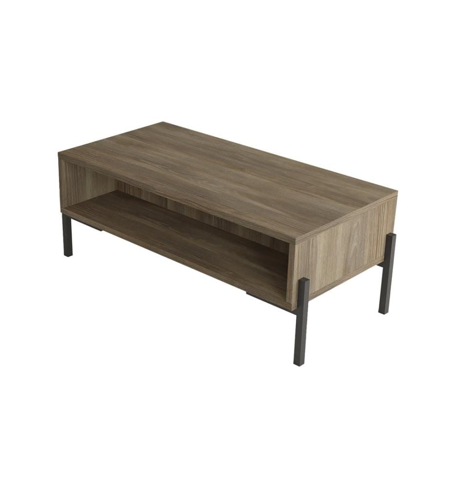 Table basse Lemland avec 3 compartiments de rangement, 94 x 44,5 x 35,5 cm, chêne gris