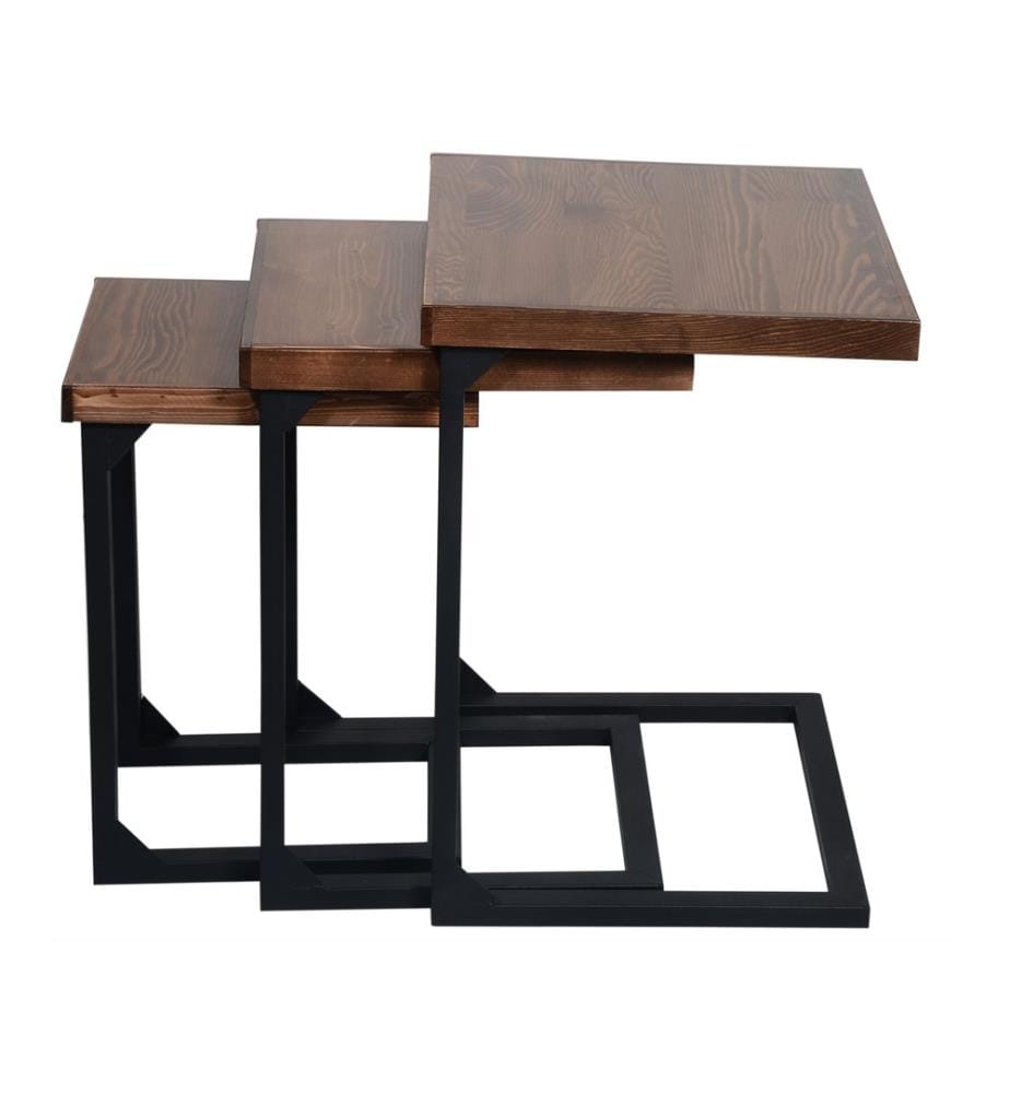 Lot de 3 tables d'appoint Rørvig en bois de pin teinté