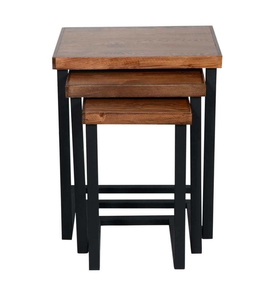 Lot de 3 tables d'appoint Rørvig en bois de pin teinté