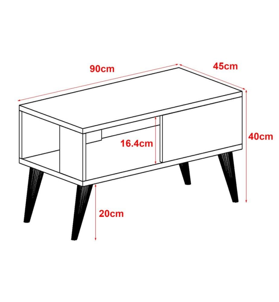 Table basse Ludvika 40 x 90 x 45 cm, blanche