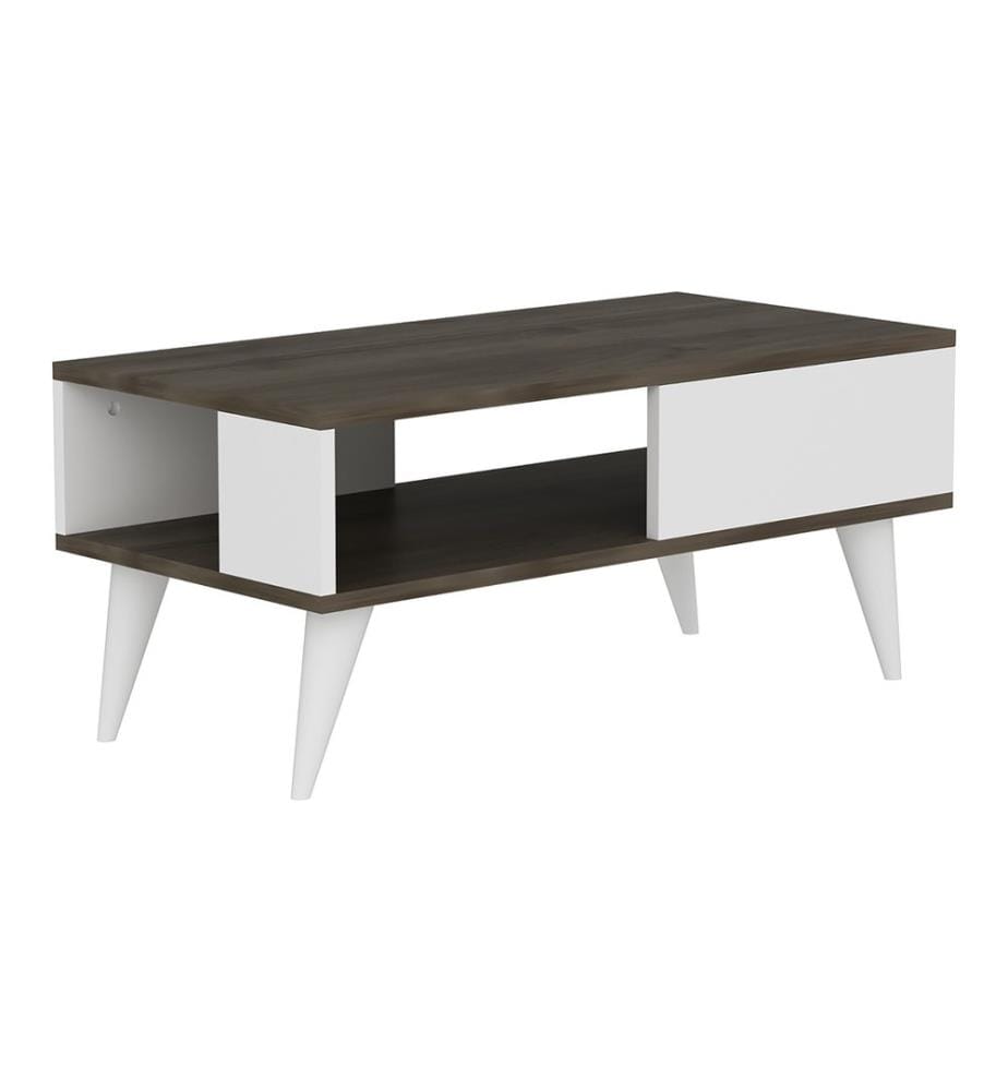 Table basse Ludvika 40 x 90 x 45 cm, aspect noyer, blanc