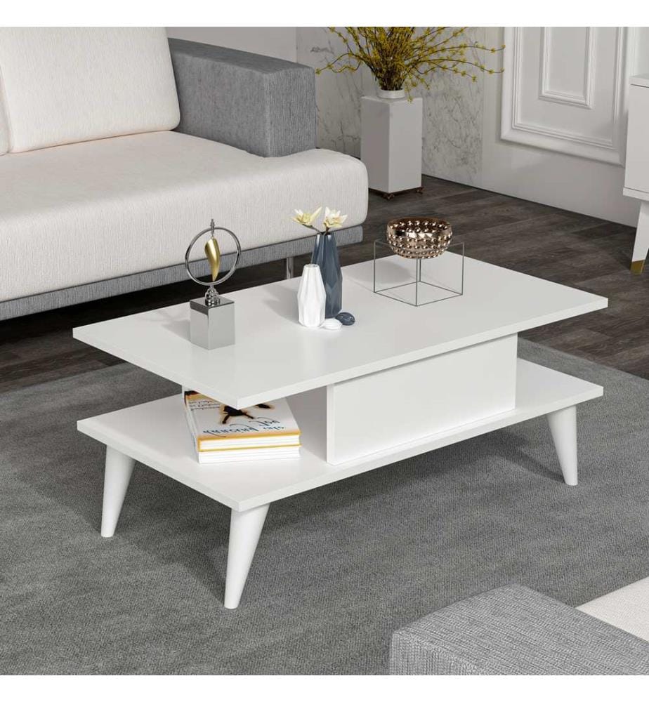 Table basse Melhus 40 x 90 x 45 cm, blanche