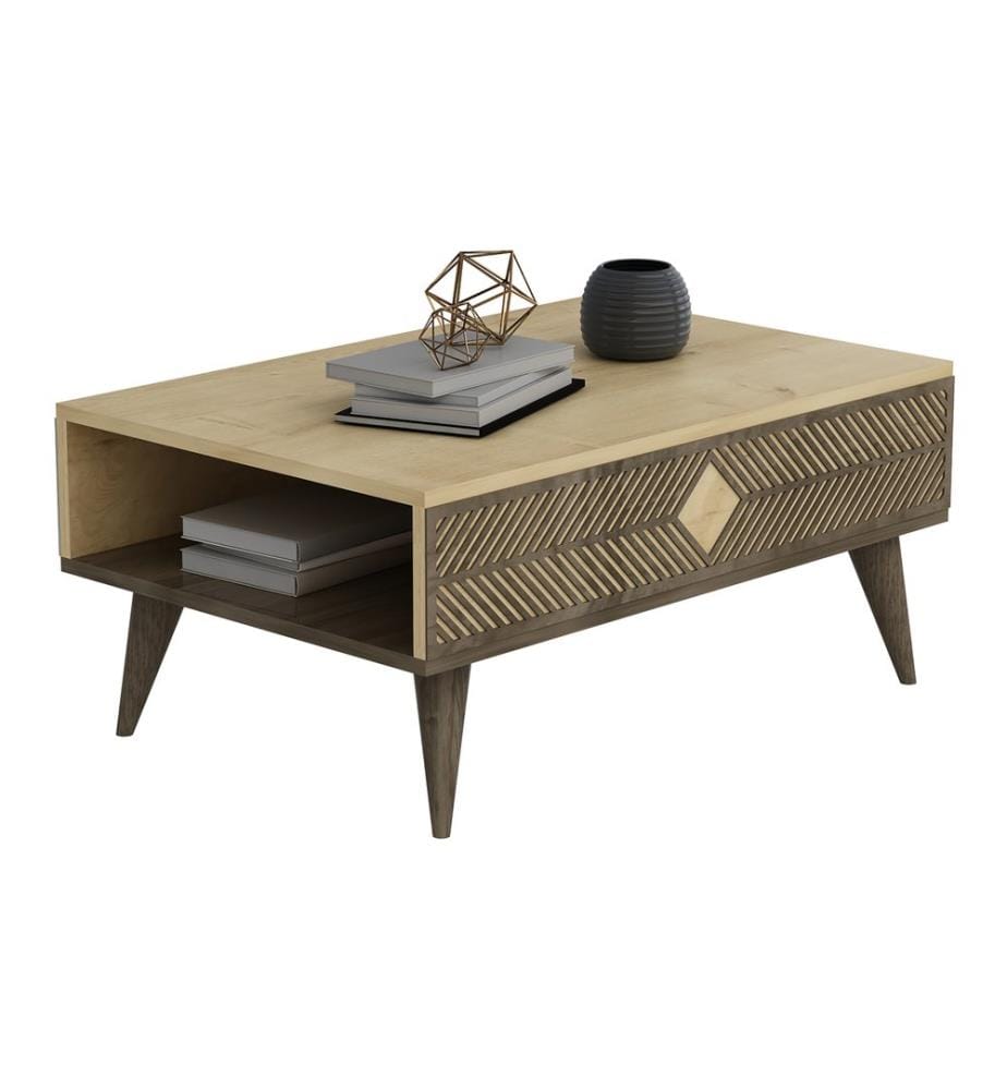 Table basse Nissedal en chêne et noyer
