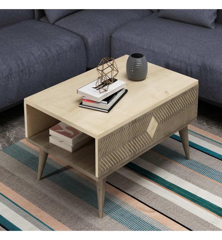Table basse Nissedal en chêne et noyer
