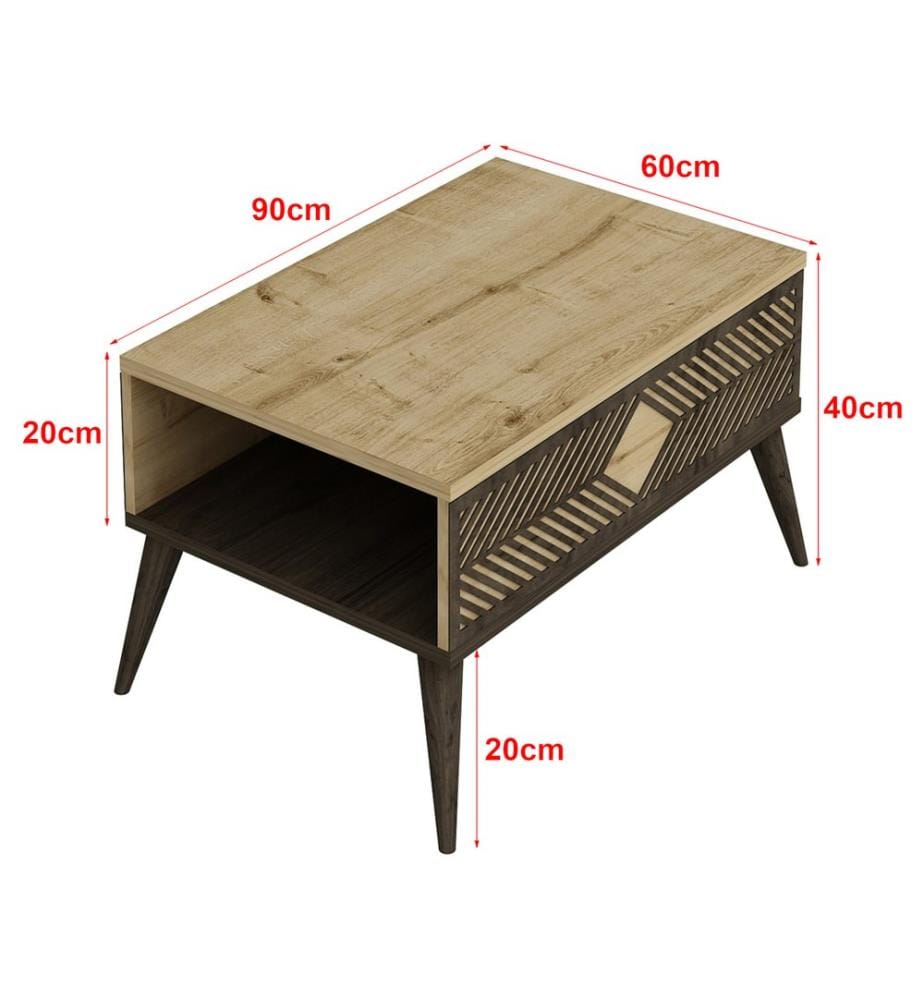 Table basse Nissedal en chêne et noyer