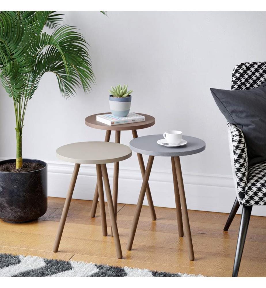 Beistelltisch Set Hjørring im 3er Set Rund 49x34 cm