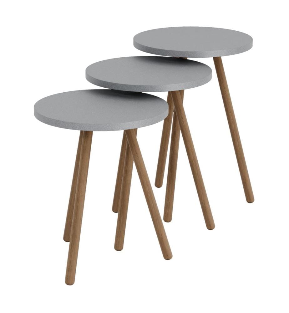 Lot de 3 tables d'appoint Hjørring, rondes, 49 x 34 cm, grises