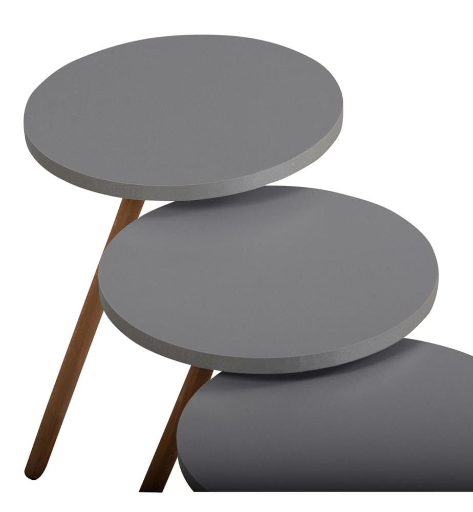 Lot de 3 tables d'appoint Hjørring, rondes, 49 x 34 cm, grises