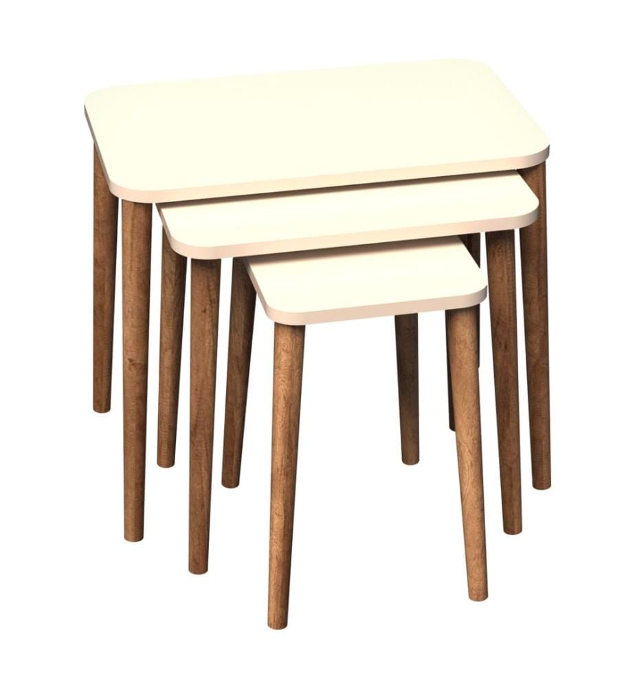 Ensemble de 3 tables gigognes Rangstrup, couleur crème