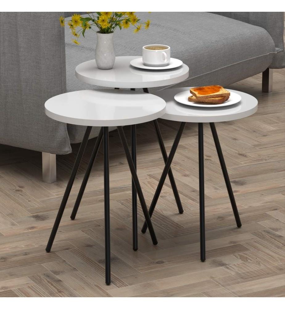 Ensemble de 3 tables gigognes Ølgod, blanc