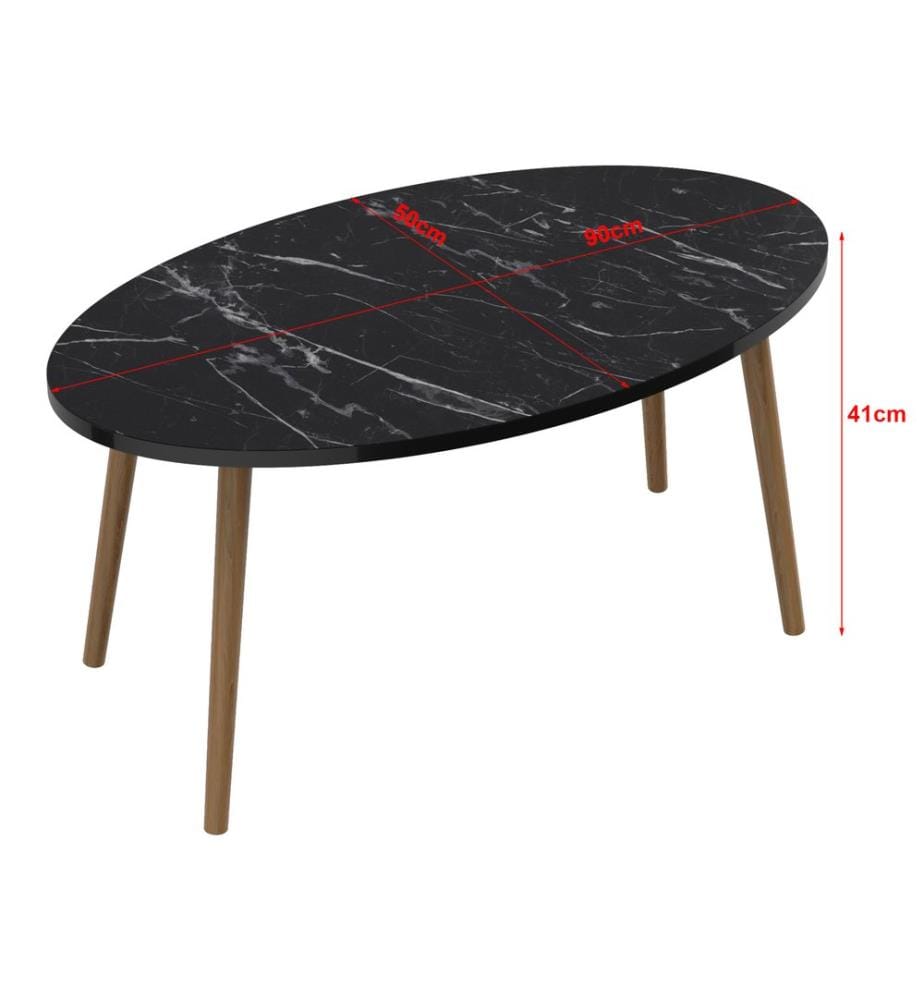 Table basse Sindal 41 x 90 x 50 cm, marbre noir
