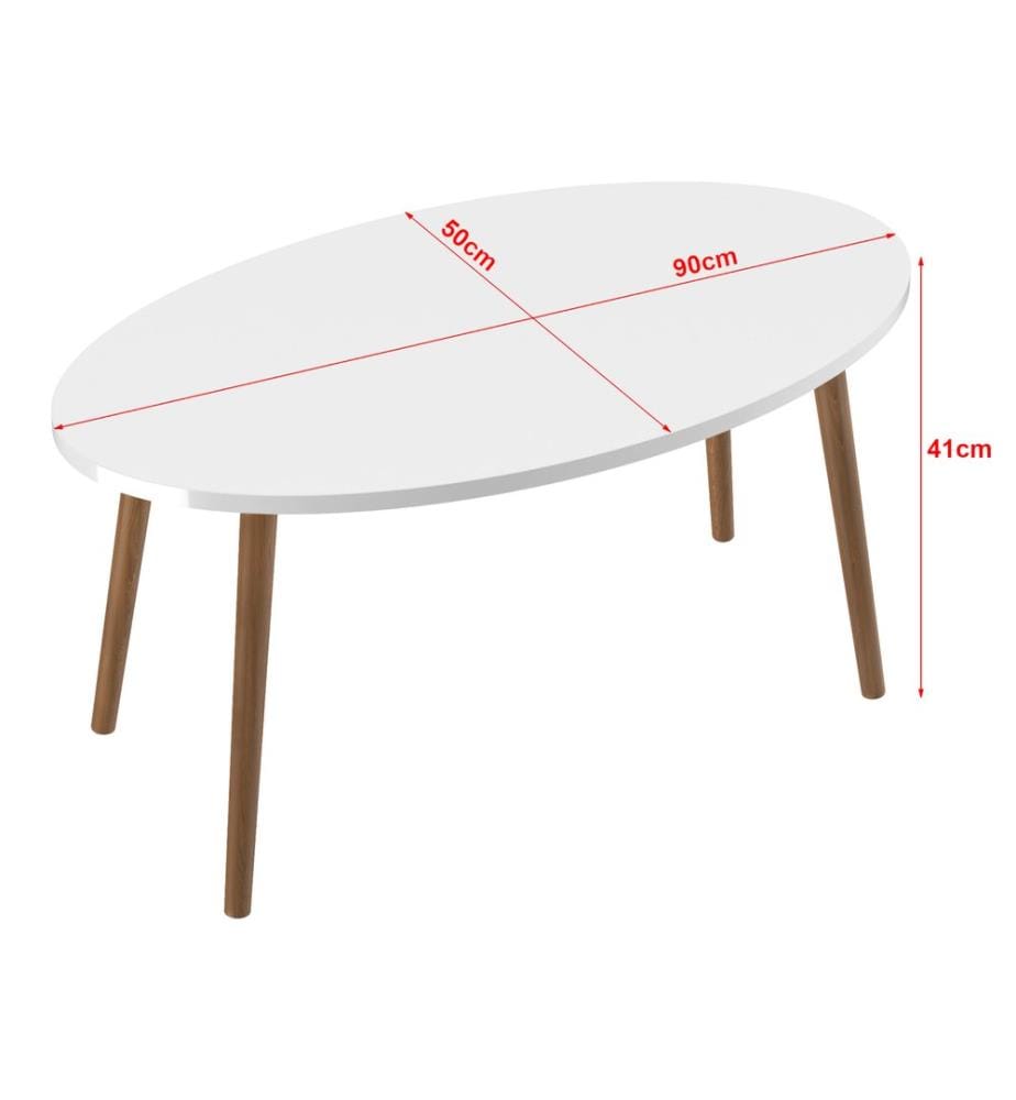 Table basse Sindal 41 x 90 x 50 cm, blanche
