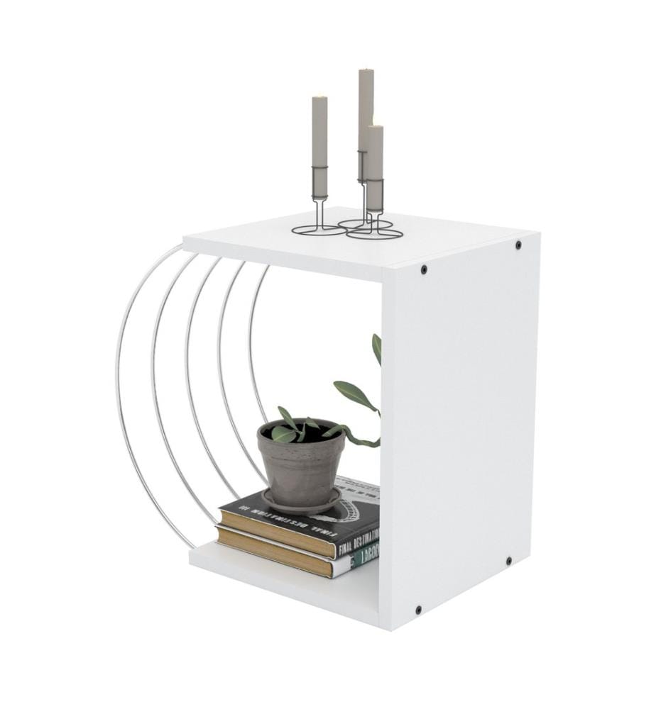 Beistelltisch Vefsn 46x30x42 cm Weiss Chrom
