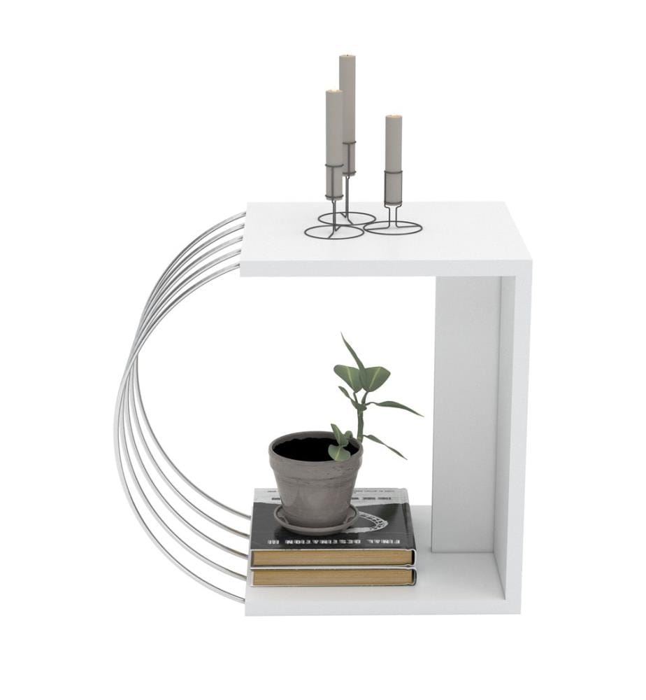 Beistelltisch Vefsn 46x30x42 cm Weiss Chrom