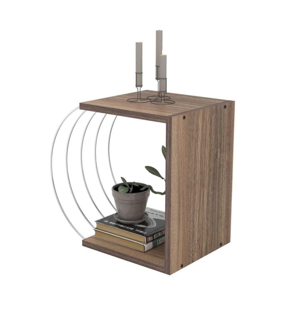 Beistelltisch Vefsn 46x30x42 cm Walnuss Chrom