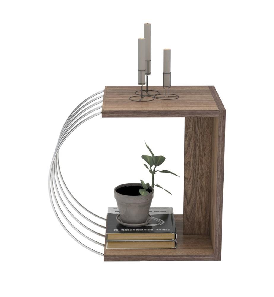 Beistelltisch Vefsn 46x30x42 cm Walnuss Chrom