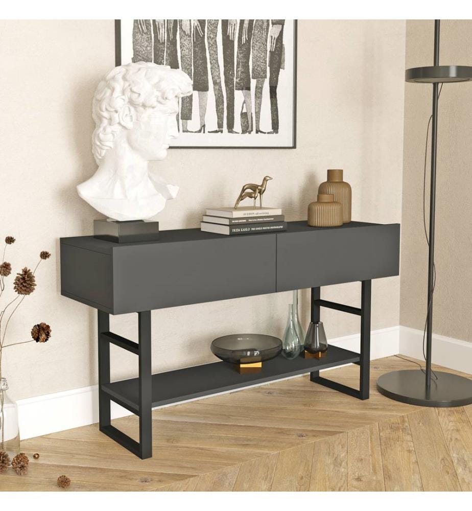 Table console Lappeenranta 139 x 43 x 76 cm, noir anthracite