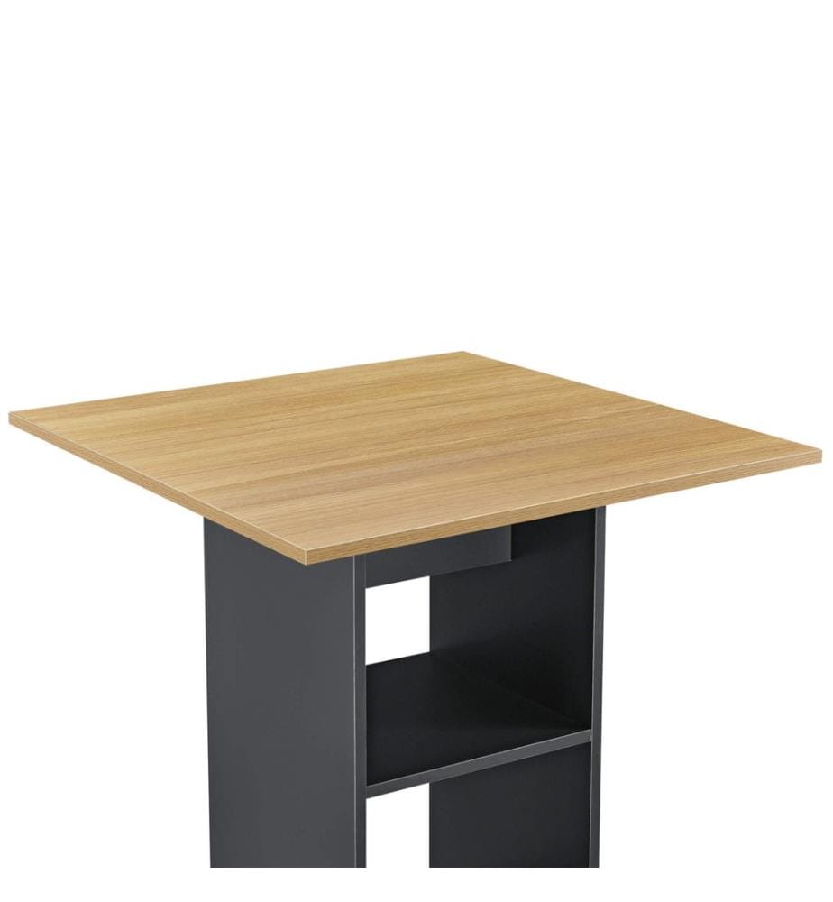 Bartisch Visby 110x70x70 cm mit 3 Regalfächern Dunkelgrau Holzfarben