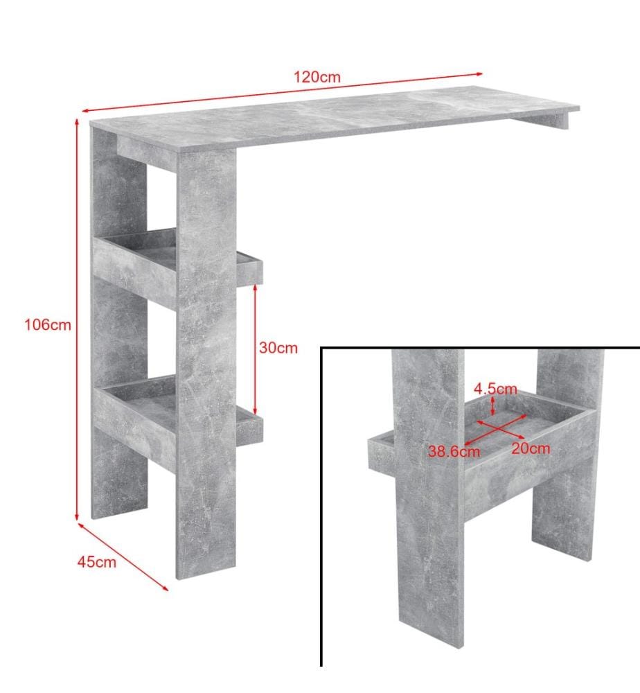 Bartisch Bromölla 120x45x106 cm Betonoptik