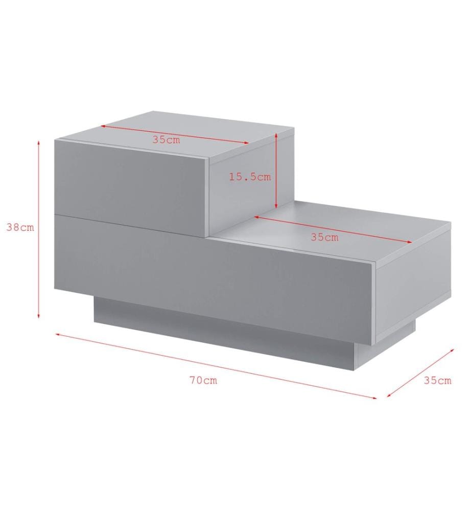Nachttisch Sebokeng 38x70x35 cm mit Schublade Hellgrau