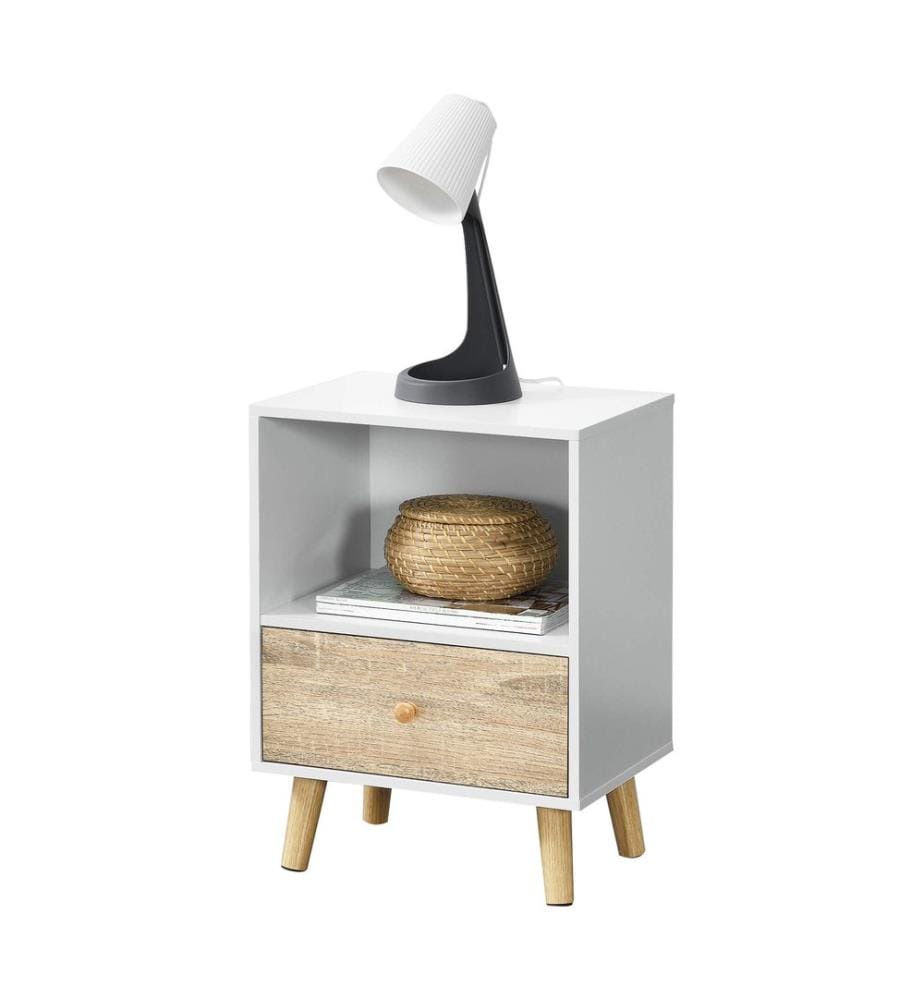 Nachttisch Beistelltisch Sundsvall 40x30x54 cm Weiss Eiche